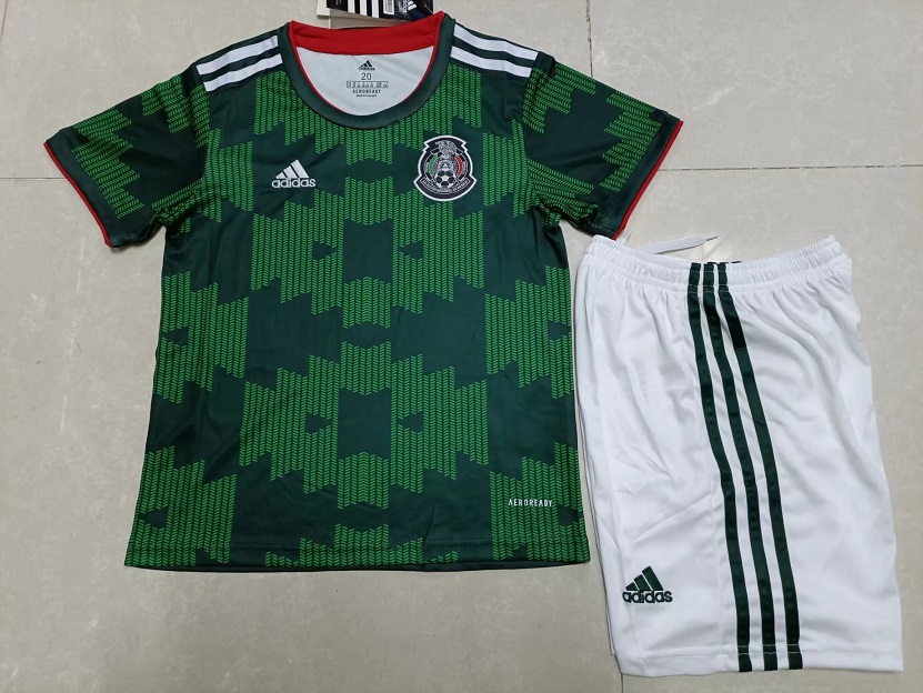 Kids-Mexico 20/21 Away Green Soccer Jersey
